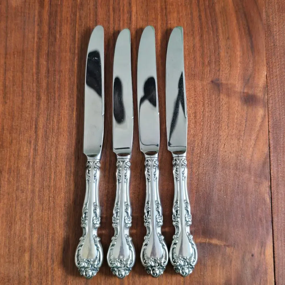 Gorham Melrose Sterling Silver Dinner Knives 4 Hollow Handle Stainless No Mono